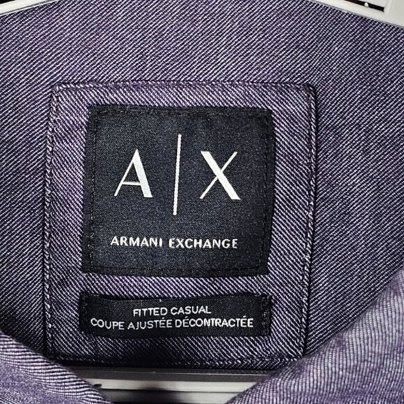 Armani Exchange (A|X) Short Sleeve Button Down - Men's Large - Purple Fitted - Picture 5 of 10